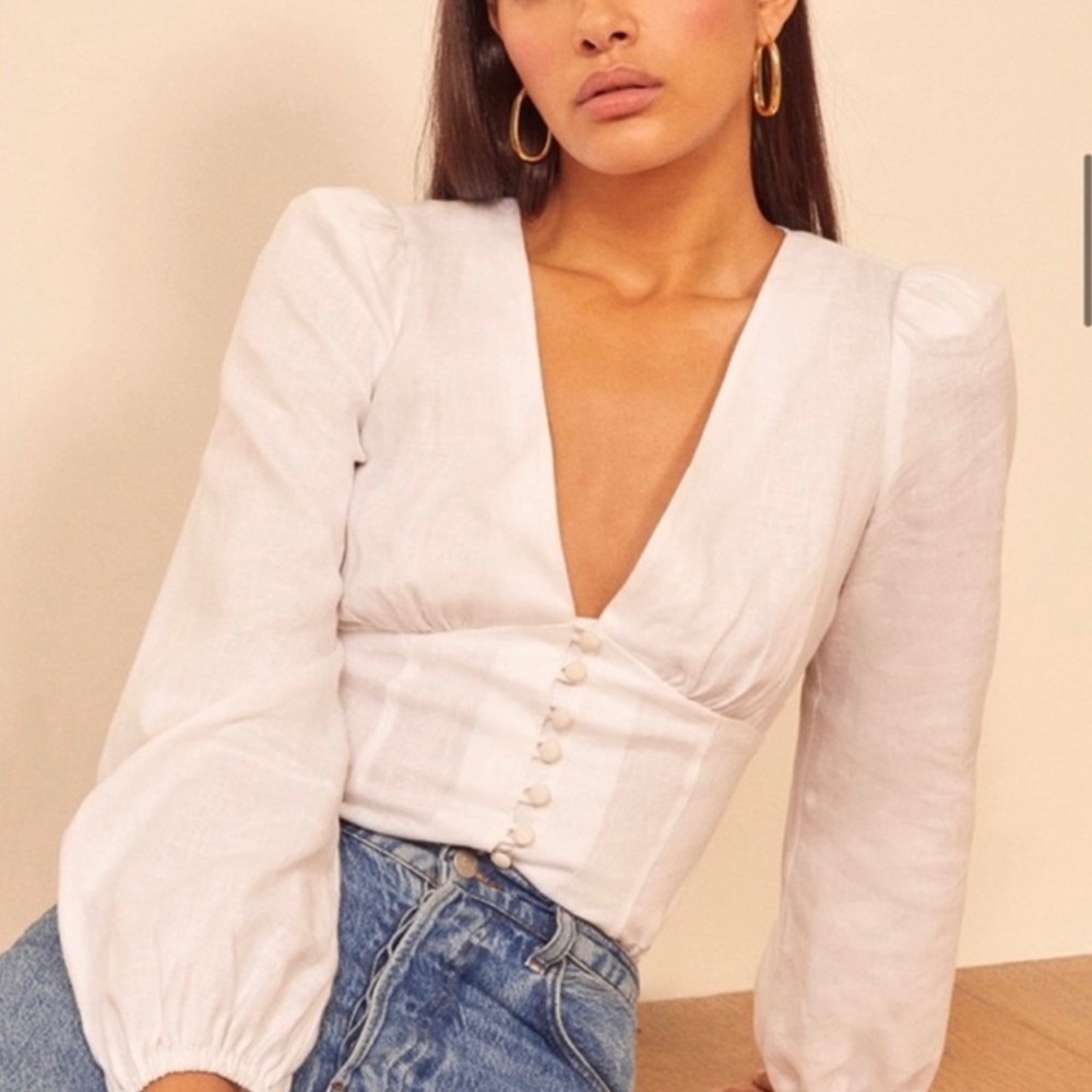 Aryn White Linen Top